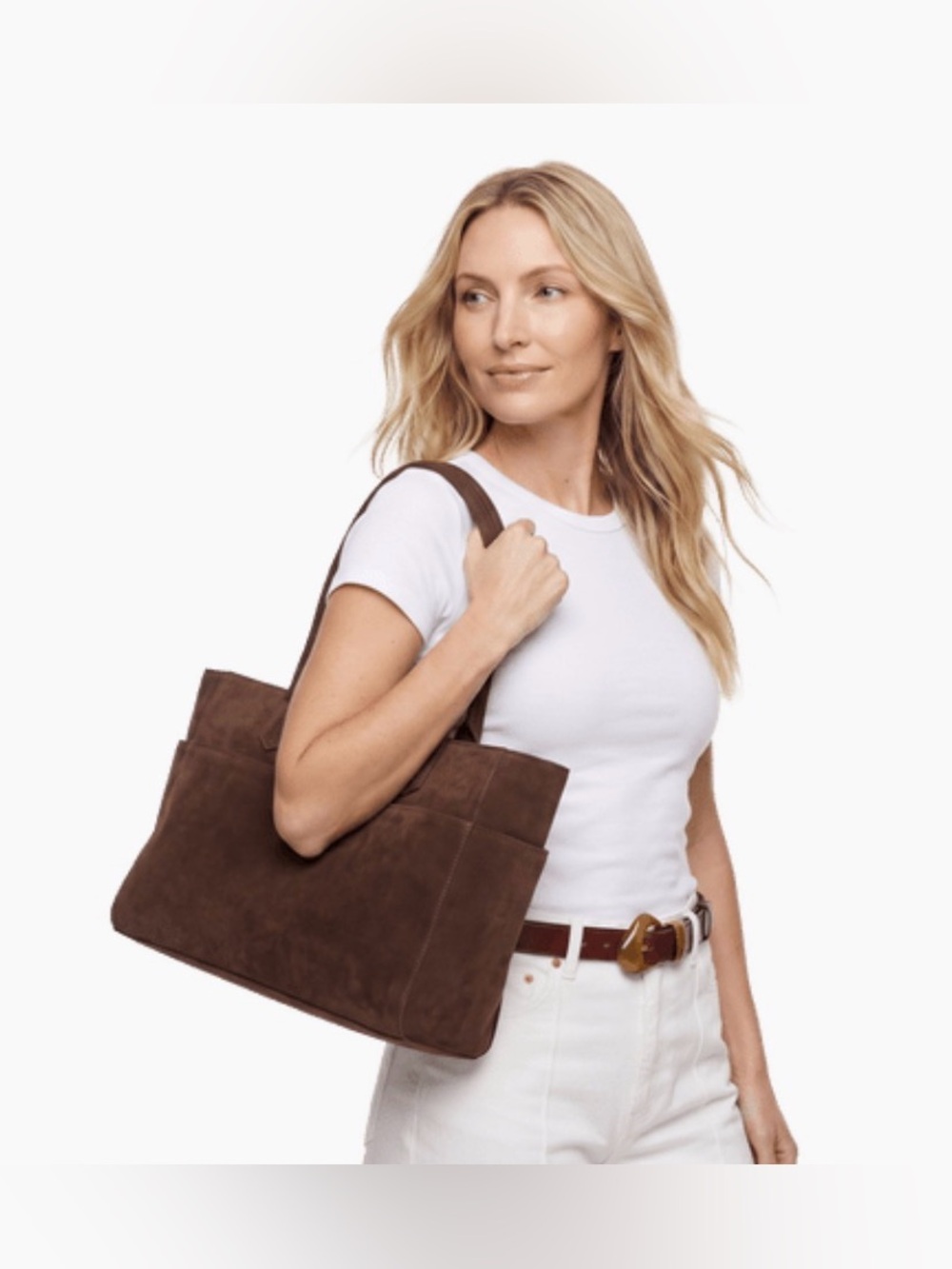 Mali + Lili Faux Suede Tote Bag Chocolate Brown NWT 🤎